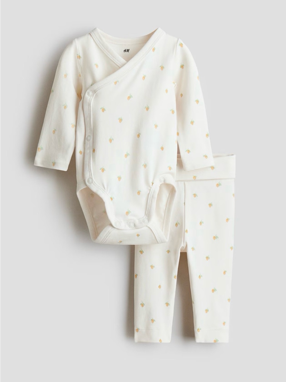 H&M Cream One-Piece and Leggings Set with Tiny Yellow Lemon Mango Print
